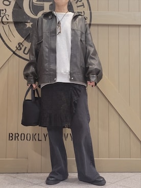 「体型カバー」｜「アイテム（ジャケット/アウター）」を使った、しぃさん（レディース・164cm）の冬コーディネート