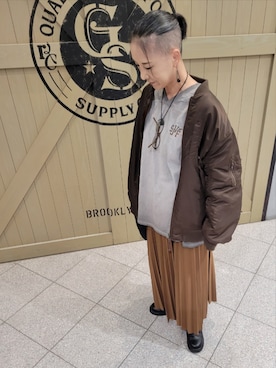 「アイテム（MA-1）」を使った、しぃさん（レディース・164cm）の秋コーディネート