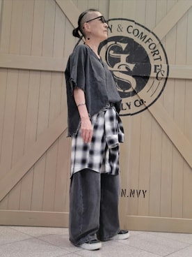 「デニムオンデニム」｜しぃさん（レディース・164cm）の夏コーディネート