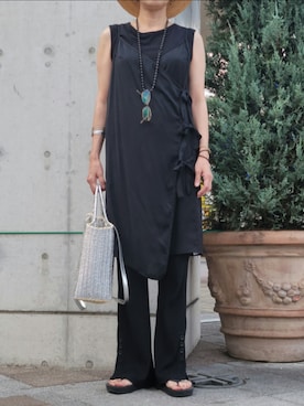 「アイテム（帽子、ベージュ系）」を使った、しぃさん（レディース・164cm）の夏コーディネート