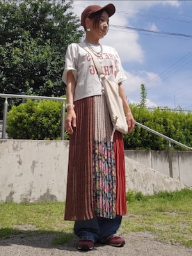 「MERLOT（メルロー）のアイテム（帽子）」を使った、しぃさん（レディース・164cm）の夏コーディネート