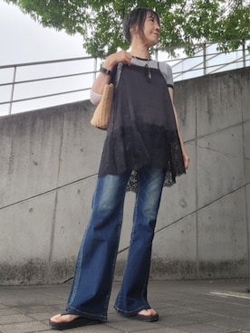 「crocs（クロックス）のアイテム」を使った、しぃさん（レディース・162cm）の夏コーディネート