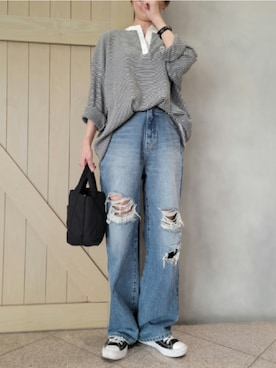 「前だけイン」｜しぃさん（レディース・164cm）の春コーディネート