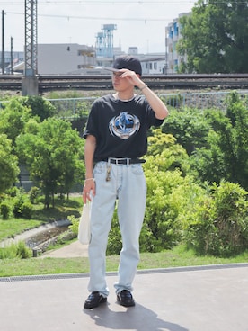 「UNITED ARROWS（ユナイテッドアローズ）のアイテム（ベルト）」を使った、てぃーりくさん（メンズ・170cm）の春コーディネート