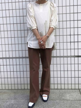 「FIL DE FER（フィルデフェール）のアイテム（スラックス）」を使った、saegusa.さん（レディース・151cm）の夏コーディネート