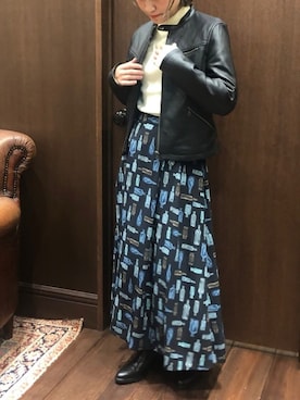 「NOMBRE IMPAIR（ノンブルアンペール）のアイテム（ライダースジャケット）」を使った、saegusa.さん（レディース・151cm）の秋コーディネート