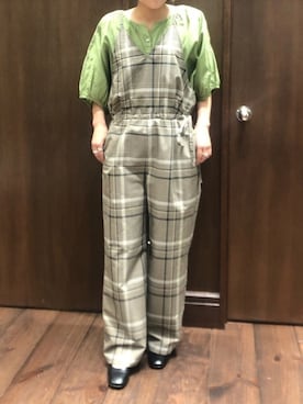 「NOMBRE IMPAIR（ノンブルアンペール）のアイテム（サロペット/オーバーオール）」を使った、saegusa.さん（レディース・151cm）の春コーディネート