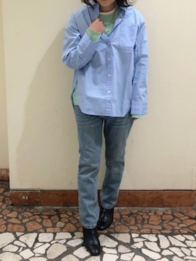 「FIL DE FER（フィルデフェール）のアイテム（デニムパンツ）」を使った、saegusa.さん（レディース・151cm）の冬コーディネート