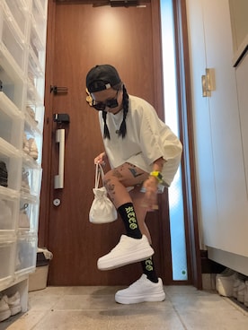 「no brand（ノーブランド）のアイテム（キャップ）」を使った、88aoie88さん（レディース・153cm）の夏コーディネート