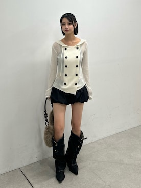 「WHO'S WHO gallery（フーズフーギャラリー）のアイテム（パーカー）」を使った、makiさん（レディース・159cm）の夏コーディネート