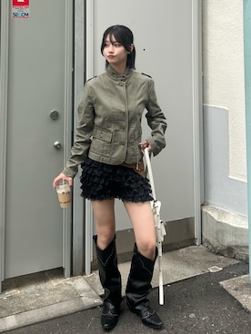 「ミリタリージャケット」｜makiさん（レディース・159cm）の夏コーディネート