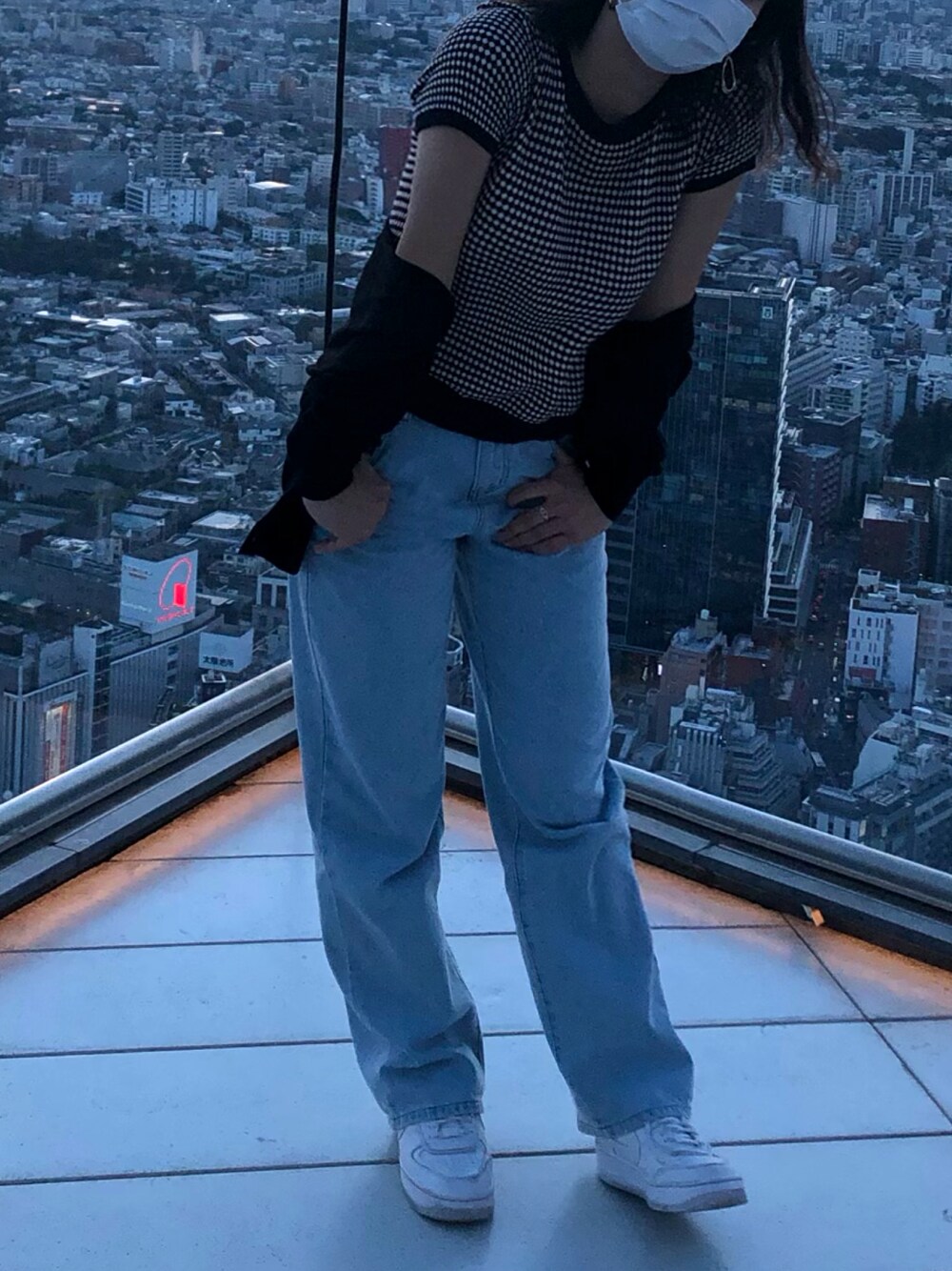 「カジュアルコーデ、プチプラ、サマーニット、ハイウエスト、シンプル、韓国ファッション、エアマックス、オトナ女子」｜「usedのアイテム（ニット/セーター、オレンジ系）」を使った、_さん（レディース・163cm）の夏コーディネートの1枚目の写真