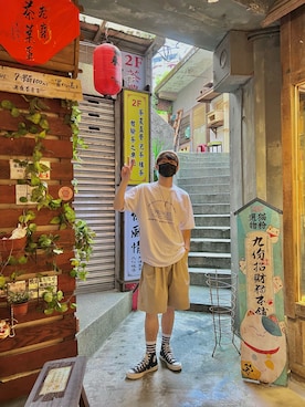 「CONVERSE（コンバース）のアイテム（その他シューズ）」を使った、matimmyさん（メンズ・172cm）の夏コーディネート