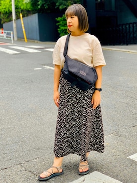 「アイテム（メッセンジャーバッグ）」を使った、Aya Tanakaさん（レディース・152cm・20代）の夏コーディネート