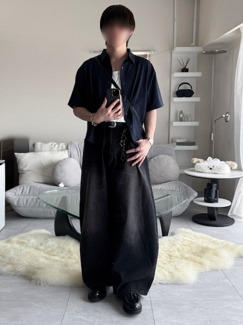 「VELNUS（ベルナス）の【VELNUS】【12oz】Vintage Design Curved Wide Denim Pants/ヴィンテージデザイン カーブワイドデニムパンツ（デニムパンツ）」を使った、けいさん（メンズ・177cm）の春コーディネート