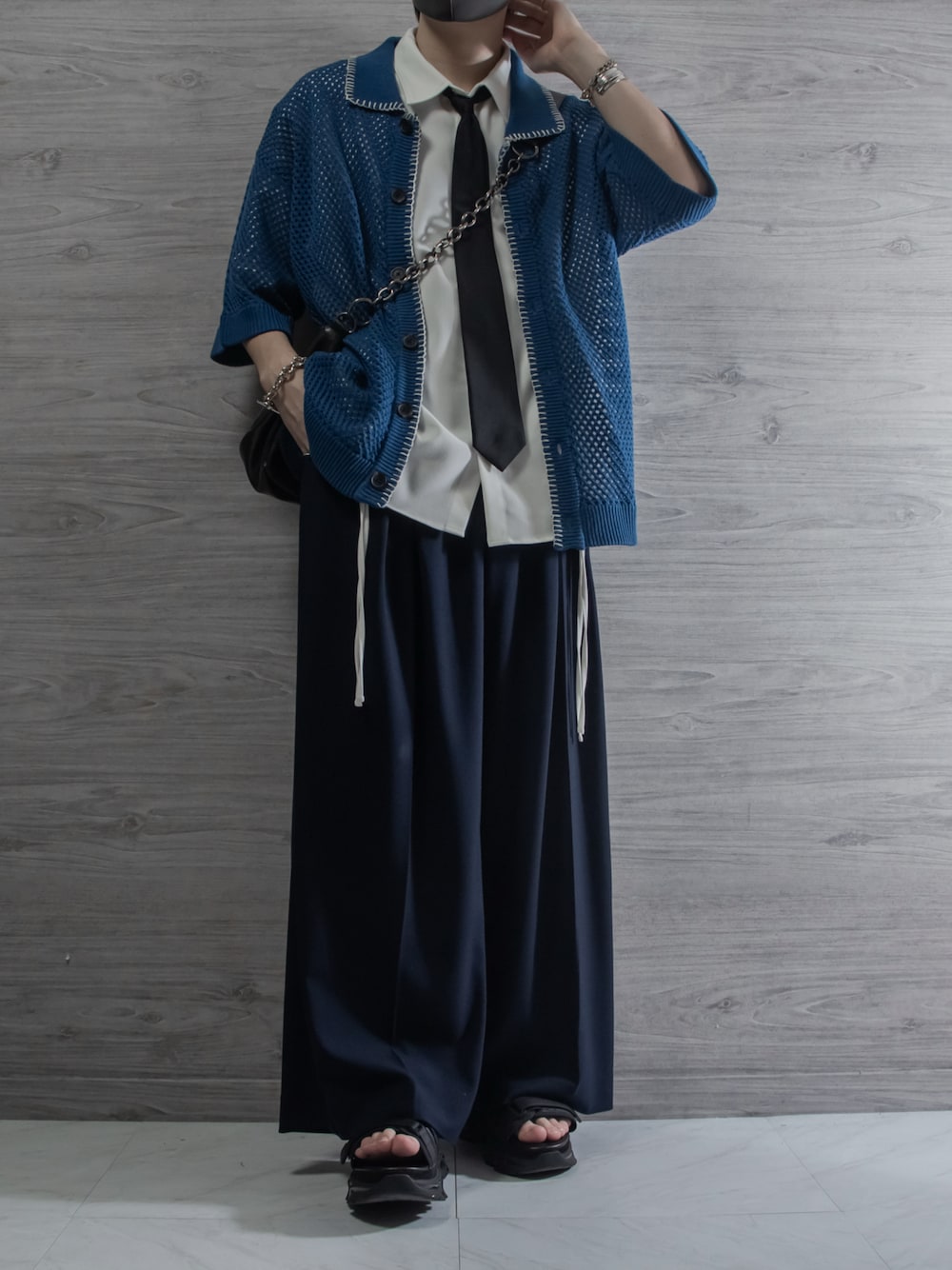 VELNUS】Watermark knitting loose short sleeve stitch summer