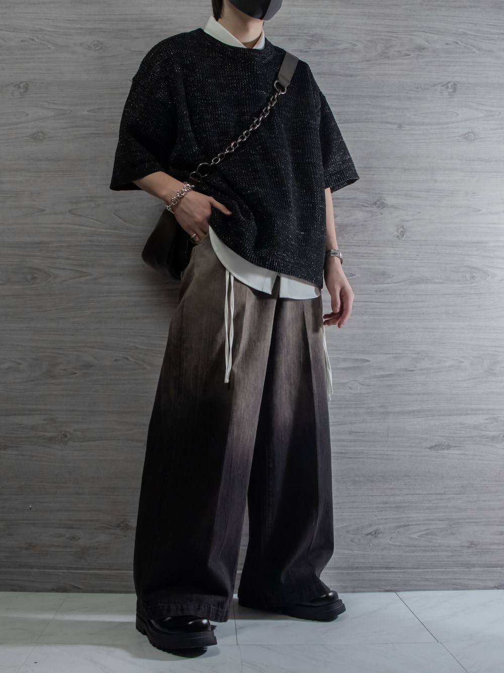 新品未使用 【VELNUS】透かし編みルーズ半袖ラメサマーニット ネイビーL VELNUS（ベルナス）の「【VELNUS】Watermark knitting loose