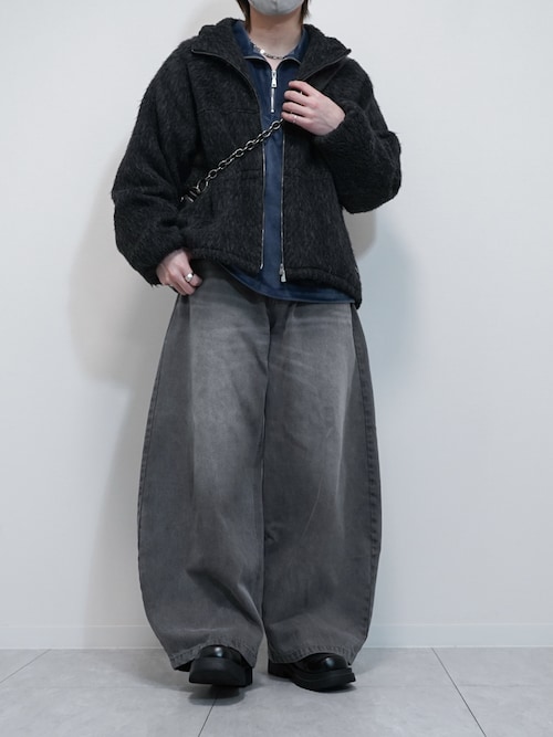 極美品♪ウィムガゼット◆ゲミニー◆TSUBOMIボリュームブルゾン　ノーカラー GEMINI】カシミヤショートプルオーバー | Whim Gazette(ウィム