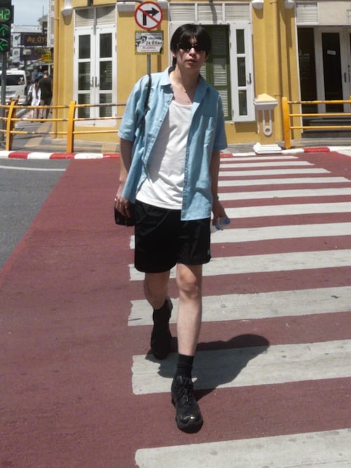 「VELNUS(ベルナス)の【VELNUS】Cool Touch & Easy Care Cropped Layered Tank Top/〈接触冷感・イージーケア〉 クロップドレイヤードタンクトップ(タンクトップ)」を使った、けいさん(メンズ・177cm)の夏コーディネート