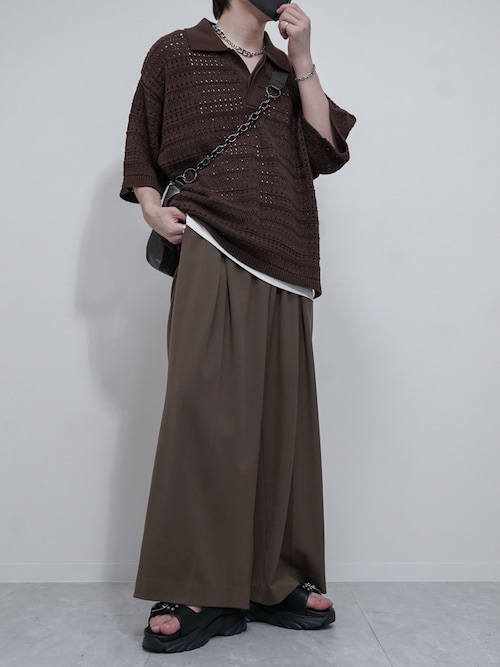 【VELNUS】Double tuck design wide flare slacks/ダブルタックデザイン ワイドフレアスラックス