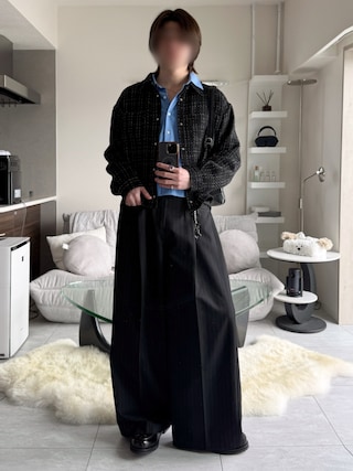 「VELNUS（ベルナス）の【VELNUS】Lame tweed 2way sleeve short shirt jacket/ラメツイード 2wayスリーブ ショート丈シャツジャケット（シャツ/ブラウス）」を使った、けいさん（メンズ・177cm）の春コーディネート