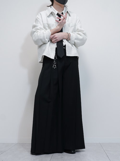 VELNUS】Lame tweed 2way sleeve short shirt jacket/ラメツイード