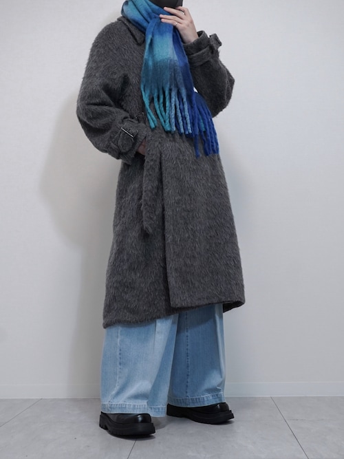 VELNUS】Long shaggy loose tyrocken coat/ロングシャギールーズタイ