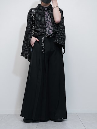 「VELNUS（ベルナス）の【VELNUS】Lame tweed 2way sleeve short shirt jacket/ラメツイード 2wayスリーブ ショート丈シャツジャケット（シャツ/ブラウス）」を使った、けいさん（メンズ・177cm）の冬コーディネート