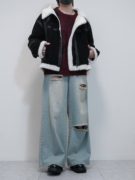 「アイテム（ムートンコート）」を使った、けいさん（メンズ・177cm）の秋コーディネート