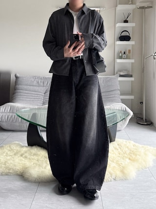 「WYM LIDNM（ウィム バイ リドム）のEXTRA FINE COTTON CROPPED L/S TEE（Tシャツ/カットソー）」を使った、けいさん（メンズ・177cm）の秋コーディネート