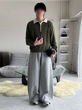 「VELNUS（ベルナス）の【VELNUS】Silver Button Contrast Melange Knit Polo Shirt / シルバーボタン配色メランジニットポロシャツ（ニット/セーター、グリーン系）」を使った、けいさん（メンズ・177cm）の秋コーディネート
