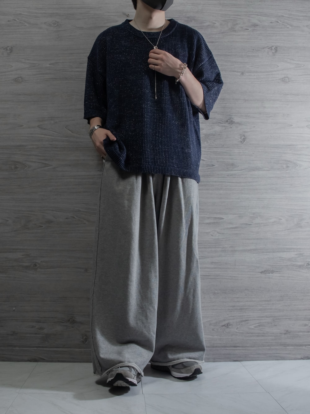 新品未使用 【VELNUS】透かし編みルーズ半袖ラメサマーニット ブラックL VELNUS（ベルナス）の「【VELNUS】Watermark knitting loose