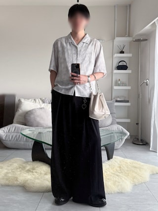 「VELNUS(ベルナス)の【VELNUS】Double tuck design wide flare slacks/ダブルタックデザイン ワイドフレアスラックス(スラックス)」を使った、けいさん(メンズ・177cm)の夏コーディネート