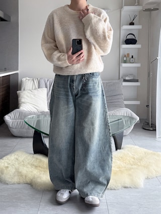 「VELNUS(ベルナス)の【VELNUS】【12oz】Vintage Design Curved Wide Denim Pants/ヴィンテージデザイン カーブワイドデニムパンツ(デニムパンツ)」を使った、けいさん(メンズ・177cm)の秋コーディネート