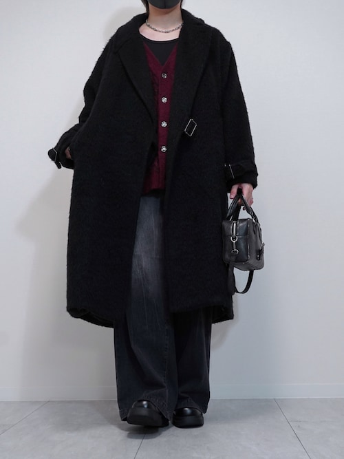 VELNUS】Long shaggy loose tyrocken coat/ロングシャギールーズタイ