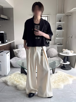 「VELNUS(ベルナス)の【VELNUS】Double tuck design wide flare slacks/ダブルタックデザイン ワイドフレアスラックス(スラックス)」を使った、けいさん(メンズ・177cm)の春コーディネート