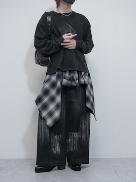 「アイテム（リング、グレー系）」を使った、けいさん（メンズ・177cm）の秋コーディネート