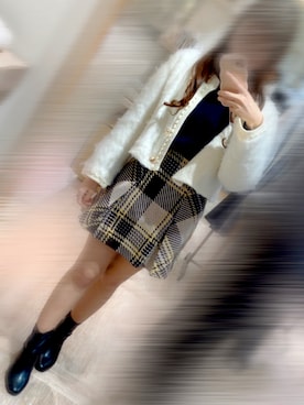 「MERCURYDUO（マーキュリーデュオ）のアイテム（ブーツ）」を使った、🐰さん（レディース・157cm）の秋コーディネート