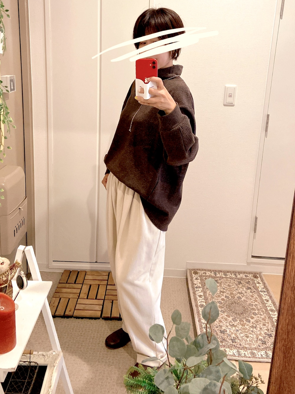 「秋のコーデ、秋色コーデ、プチプラコーデ、GU、UNIQLO、50代コーデ、骨格ナチュラル」｜「UNIQLOのアイテム（パンツ、ベージュ系）」を使った、maayastyleさん（レディース・163cm）の秋コーディネートの1枚目の写真