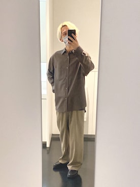 「ウールシャツ」｜「アイテム（スラックス）」を使った、sin72さん（メンズ・173cm）の春コーディネート
