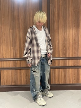 「WHITELAND（ホワイトランド）のアイテム（シャツ/ブラウス）」を使った、DAISUKEさん（メンズ・171cm）の夏コーディネート