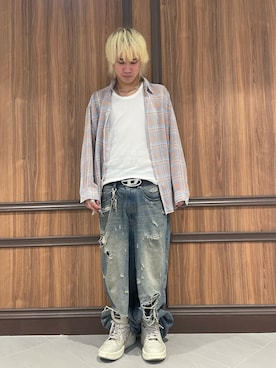 「WHITELAND（ホワイトランド）のアイテム（シャツ/ブラウス）」を使った、DAISUKEさん（メンズ・171cm）の夏コーディネート