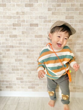 「アイテム（キャップ）」を使った、itmuuuuuさん（キッズ・80cm）の秋コーディネート