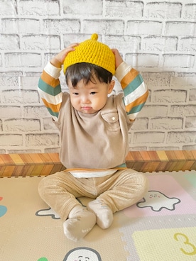 「男の子ベビー」｜「アイテム（帽子）」を使った、itmuuuuuさん（キッズ・80cm）の秋コーディネート