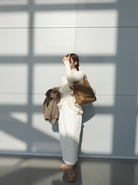 「アイテム（シュシュ）」を使った、hylさん（レディース・168cm）の冬コーディネート