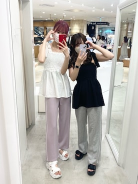 「one after another NICE CLAUP（ワンアフターアナザーナイスクラップ）のアイテム（スウェットパンツ）」を使った、moeさん（レディース・172cm）の夏コーディネート