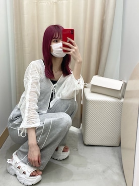 「one after another NICE CLAUP（ワンアフターアナザーナイスクラップ）のアイテム（スウェットパンツ）」を使った、moeさん（レディース・172cm）の夏コーディネート