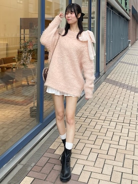 「one after another NICE CLAUP（ワンアフターアナザーナイスクラップ）のアイテム（ニット/セーター）」を使った、moeさん（レディース・174cm）の秋コーディネート