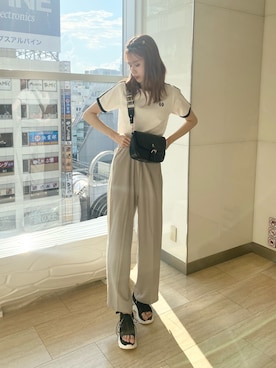 「one after another NICE CLAUP（ワンアフターアナザーナイスクラップ）のアイテム（スウェットパンツ）」を使った、moeさん（レディース・172cm）の夏コーディネート