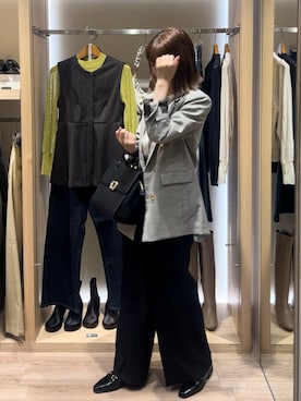 「Te chichi（テチチ）のアイテム（ノーカラージャケット）」を使った、シンちゃんさん（レディース・160cm）の秋コーディネート